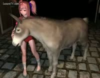 سكس هنتاي كرتون – فتاة الرسوم المتحركة البرية مص ديك الحمار الحيواني